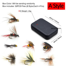Load image into Gallery viewer, MNFT 32Pcs/Box Trout Fly Fishing Dry/Wet Flies Nymphs Lures Ice Fishing Lures Artificial Bait with Boxed
