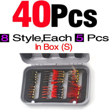Load image into Gallery viewer, MNFT 32Pcs/Box Trout Fly Fishing Dry/Wet Flies Nymphs Lures Ice Fishing Lures Artificial Bait with Boxed
