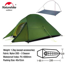 Load image into Gallery viewer, Naturehike Cloud Ultralight 20D Nylon Waterproof Tent
