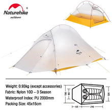 Load image into Gallery viewer, Naturehike Cloud Ultralight 20D Nylon Waterproof Tent
