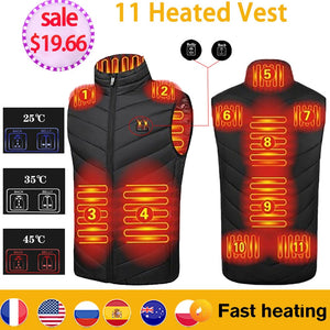 11PCS Heated Vest/Jacket for Men/Women Intelligent USB