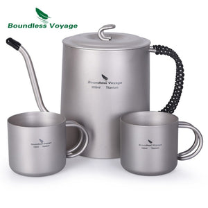 Boundless Voyage Titanium Kettle Cup Set with Anti-scalding Handle for Wine Coffee Tea Sake Mug Set Fire Induction Cooker - maxoutdoorgearandgadgets