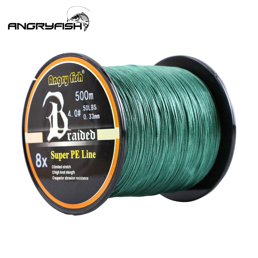 Angryfish Wholesale 500 Meters 8X Braided Fishing Line 8 Colors Super Strong PE Line - maxoutdoorgearandgadgets