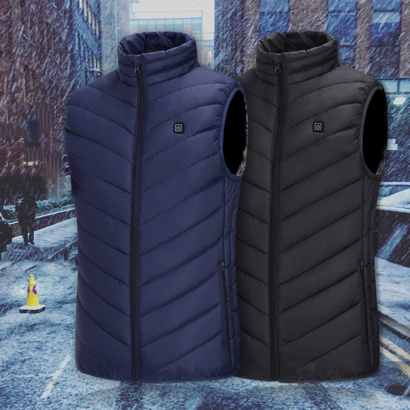 2019 Outdoor Men Electric Heated Vest USB Heating Vest Winter Thermal Cloth Feather Hot Sale Camping Hiking Warm Hunting Jacket - maxoutdoorgearandgadgets