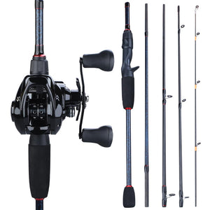 Sougayilang 1.8m- 2.4m Portable Pole 5 Section Casting Fishing Rod and 12+1BB 7.0:1 Gear Ratio Baitcasting Reel Fishing Set - maxoutdoorgearandgadgets