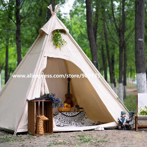 Canvas Pyramid Indian Tipi Tent for 2~3 Person