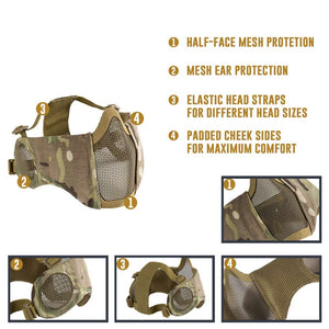 OneTigris Tactical Foldable Mesh Mask With Ear Protection - maxoutdoorgearandgadgets