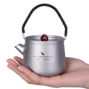 Boundless Voyage Camping 230ml Titanium Mini Kettle with Lid Handle Filter Water Coffee Tea Maker - maxoutdoorgearandgadgets