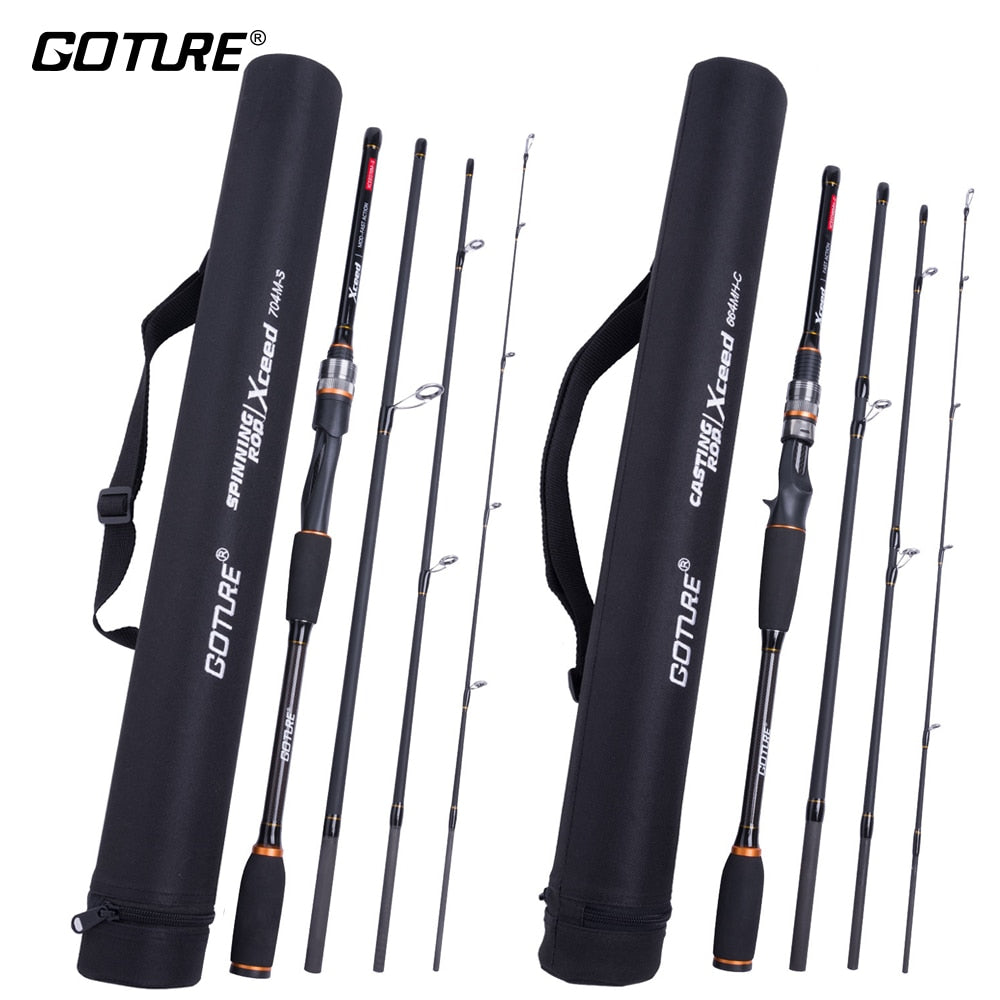 Goture Xceed Spinning/Baitcasting 4-piece  M MH Rod 1.98M 2.1M 2.4M 2.7M 3.0M With Cloth Tube - maxoutdoorgearandgadgets