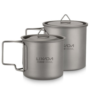 Lixada Ultralight Titanium Cup  with Foldable Handle 300ml / 350ml / 550ml / 650ml - maxoutdoorgearandgadgets