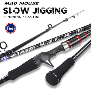MADMOUSE slow jigging rod 1.9M 12kgs lure weight 60-150g per 0.8-2.5  spinning/casting boat rod - maxoutdoorgearandgadgets