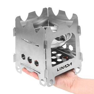 Lixada Lightweight Stainless Steel Folding Wood/Alcohol Stove with Alcohol Tray Stove - maxoutdoorgearandgadgets