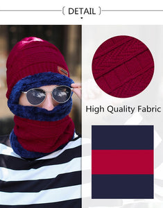 Men Women Unisex Soft Knitted Hat Scarf Set
