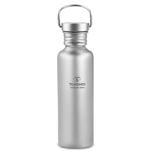 TOMSHOO 750ml Full Titanium Water Bottle with Extra Plastic Lid - maxoutdoorgearandgadgets