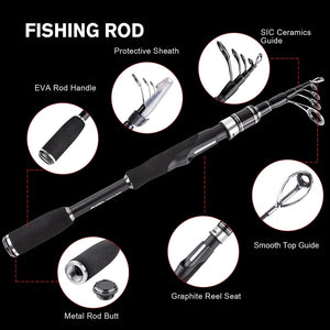 Goture 24T Carbon Ultra Light Telescopic Spinning Casting MF Action Rod - maxoutdoorgearandgadgets