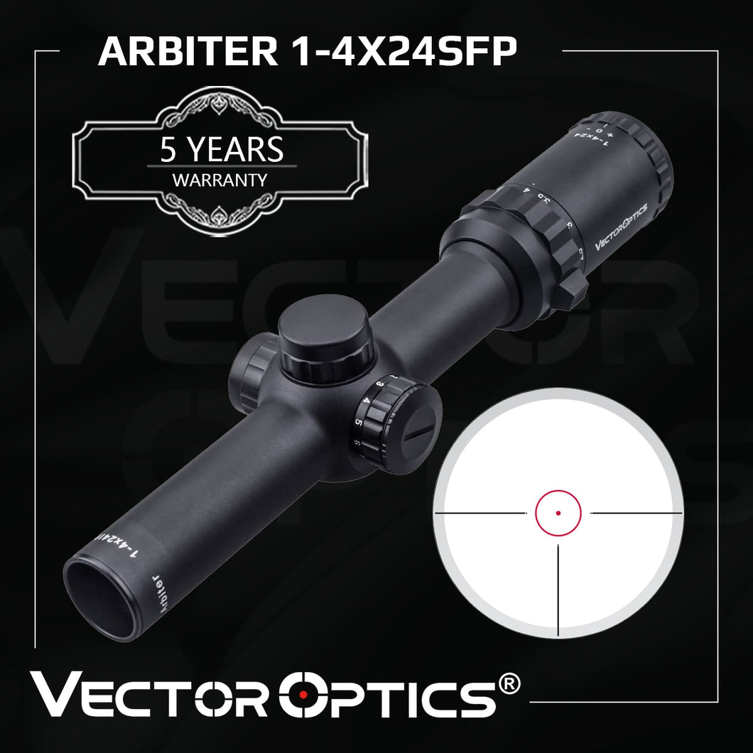Vector Optics Arbiter 1-4x24 SFP Riflescope Illuminated Red Dot For Heavy Recoil .308 30-06 cal. Rifles & Airguns