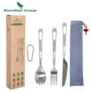 Boundless Voyage Titanium Tableware Set Spoon Fork Knife Spork Chopsticks Straw Outdoor Camping Cutlery Travel Daily Flatware - maxoutdoorgearandgadgets