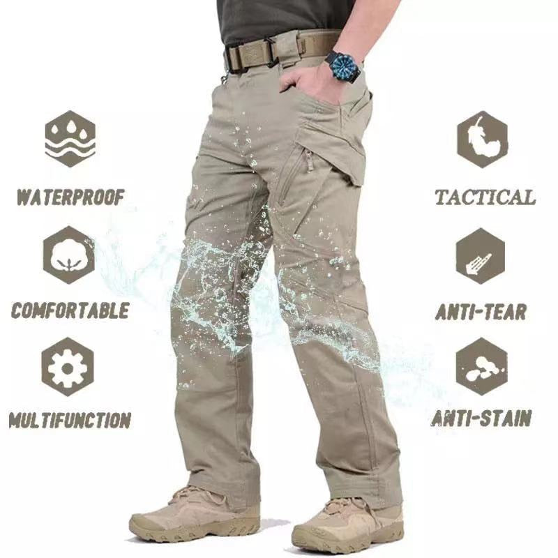 Men Tactical Cargo Waterproof Pants With Zipper Pockets