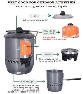 Boundless Voyage Camping Windproof Cooking System with Heat Exchanger Pot Outdoor Stove Cycling Picnic Gas Reactor Cooker BVS01 - maxoutdoorgearandgadgets