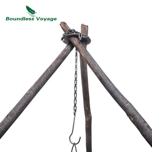Boundless Voyage Camping Tripod Board Adjustable Titanium Hanging Chain with Hooks Fixed-loop for Pot Grill Ti9012O - maxoutdoorgearandgadgets