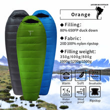 Load image into Gallery viewer, Andes Mountain Mummy Style 600FP 80% Duck Down Sleeping Bag
