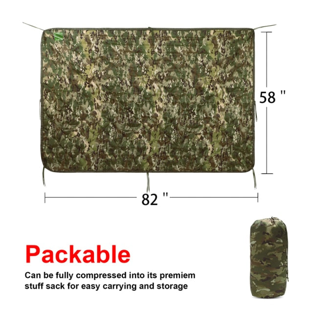 Army Poncho Liner Camouflage Water Repellent Woobie Quilted Blanket