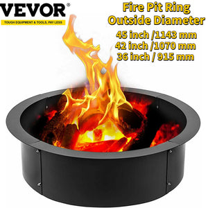 VEVOR Fire Pit Steel Ring/Liner Easy to Assemble Install Outside Diameter 36"; 42"; 45"