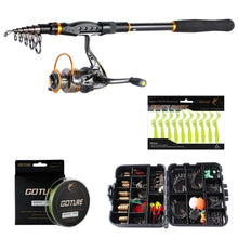 Load image into Gallery viewer, Goture Carbon Fiber Telescopic Rod With Spinning Reel ,Braided Line ,Soft Lure And Fishing Accessories - maxoutdoorgearandgadgets
