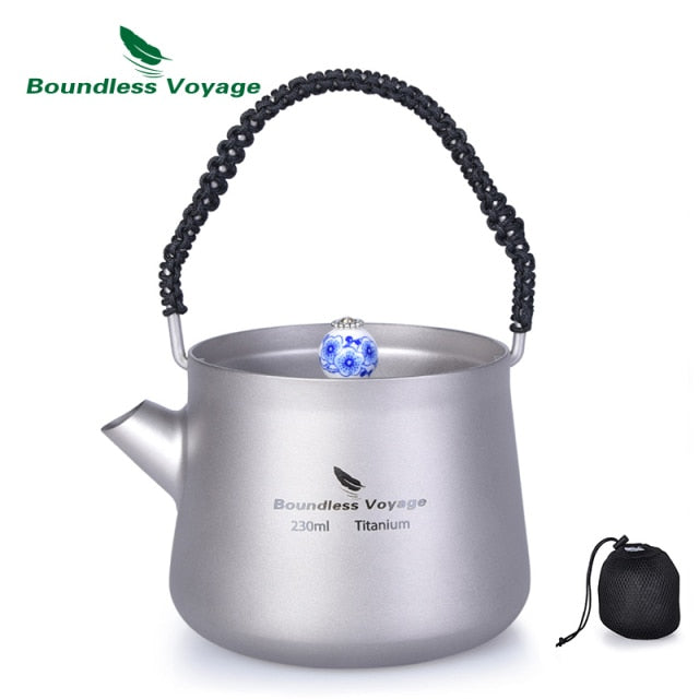 Boundless Voyage Camping 230ml Titanium Mini Kettle with Lid Handle Filter Water Coffee Tea Maker - maxoutdoorgearandgadgets